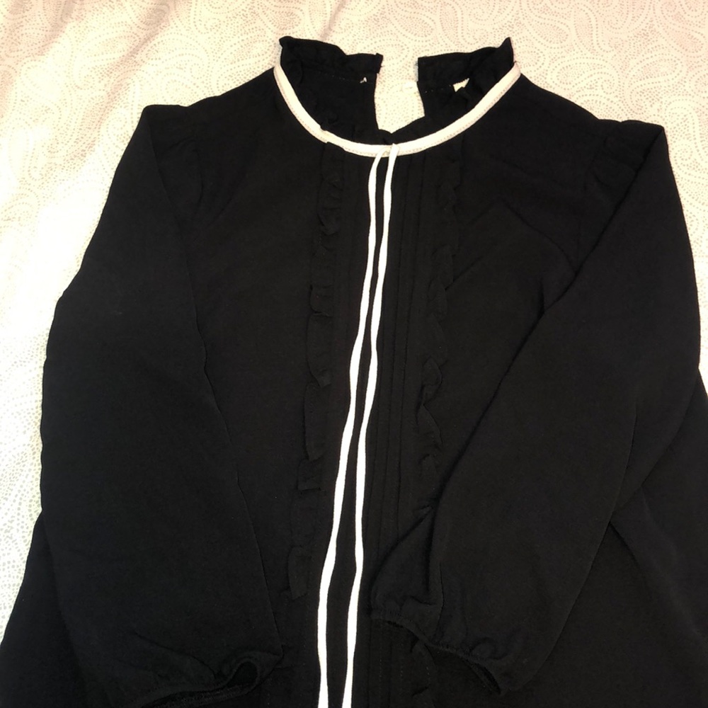 Black and White Button Collared Shirt